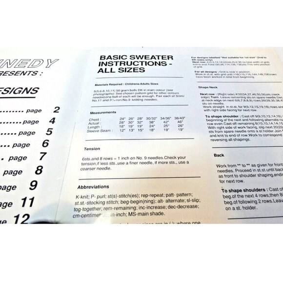 RARE Vintage Power Rangers Sweater Pattern Knitting 24"-38/40" Youth Adult 1995 - Picture 3 of 10